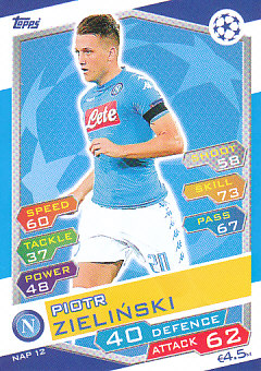 Piotr Zielinski SSC Napoli 2016/17 Topps Match Attax CL #NAP12